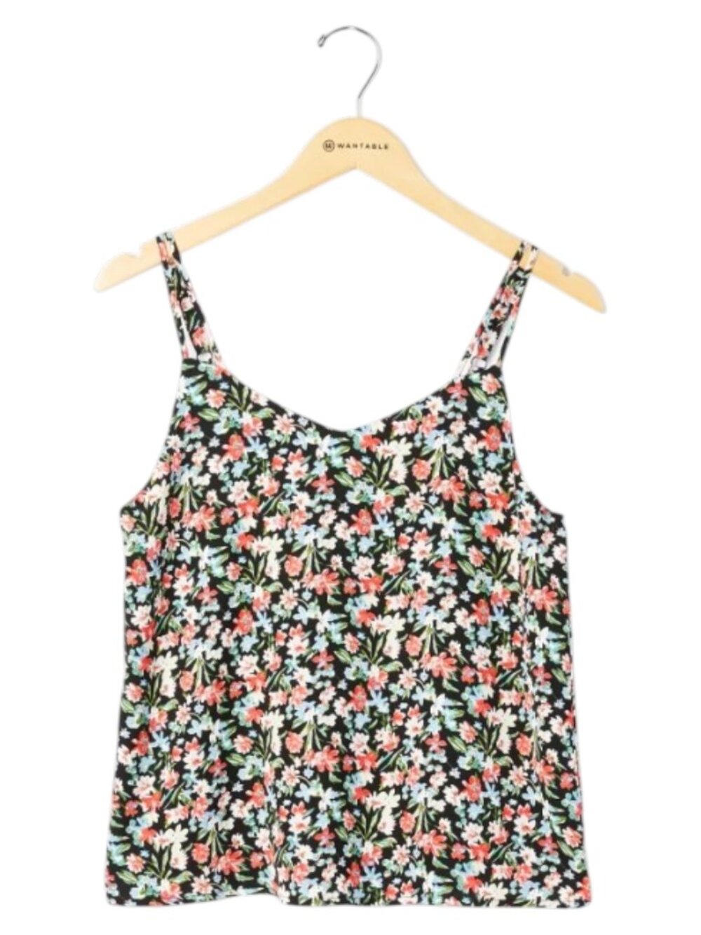 Skies Are Blue | Floral Printed Cami in Black-Coral | XL
